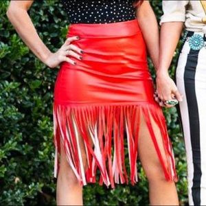 Red Fringe Skirt